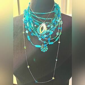 Turquoise and blue necklace lot of 8